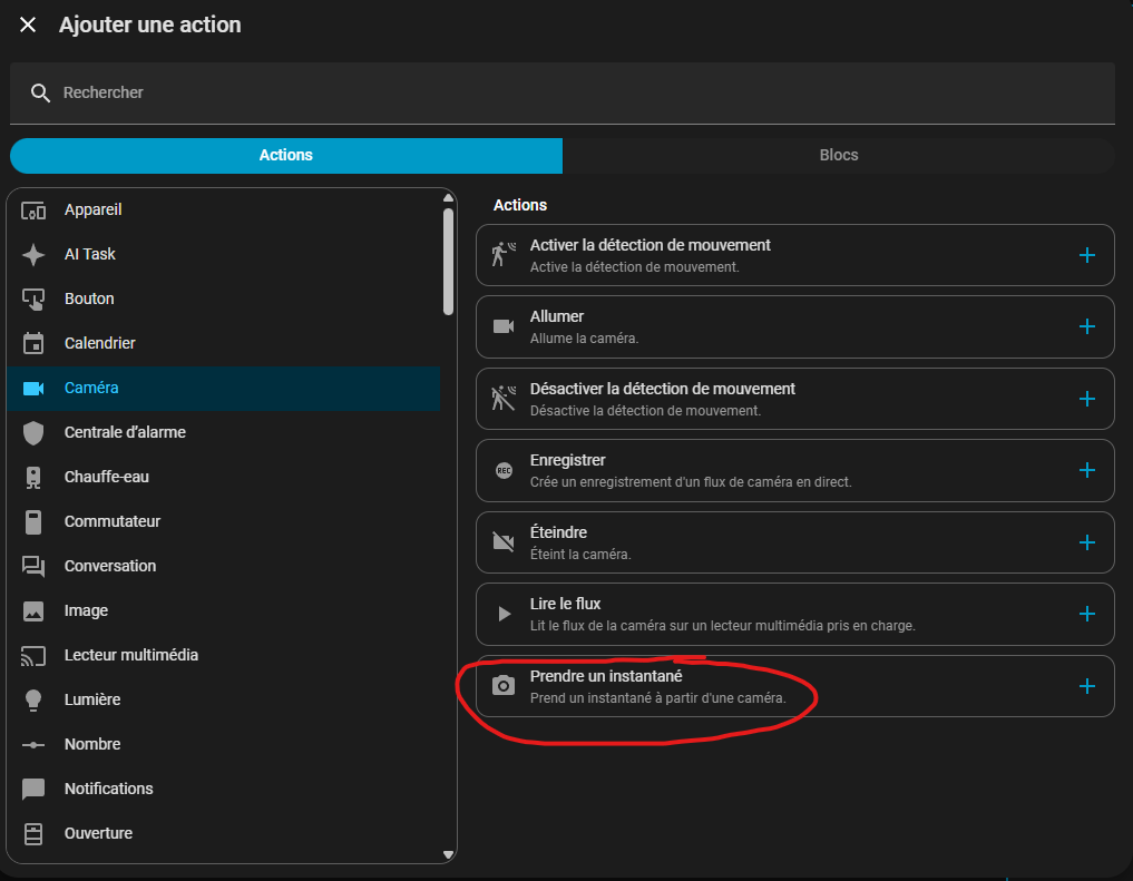 Snapshot dans une notification